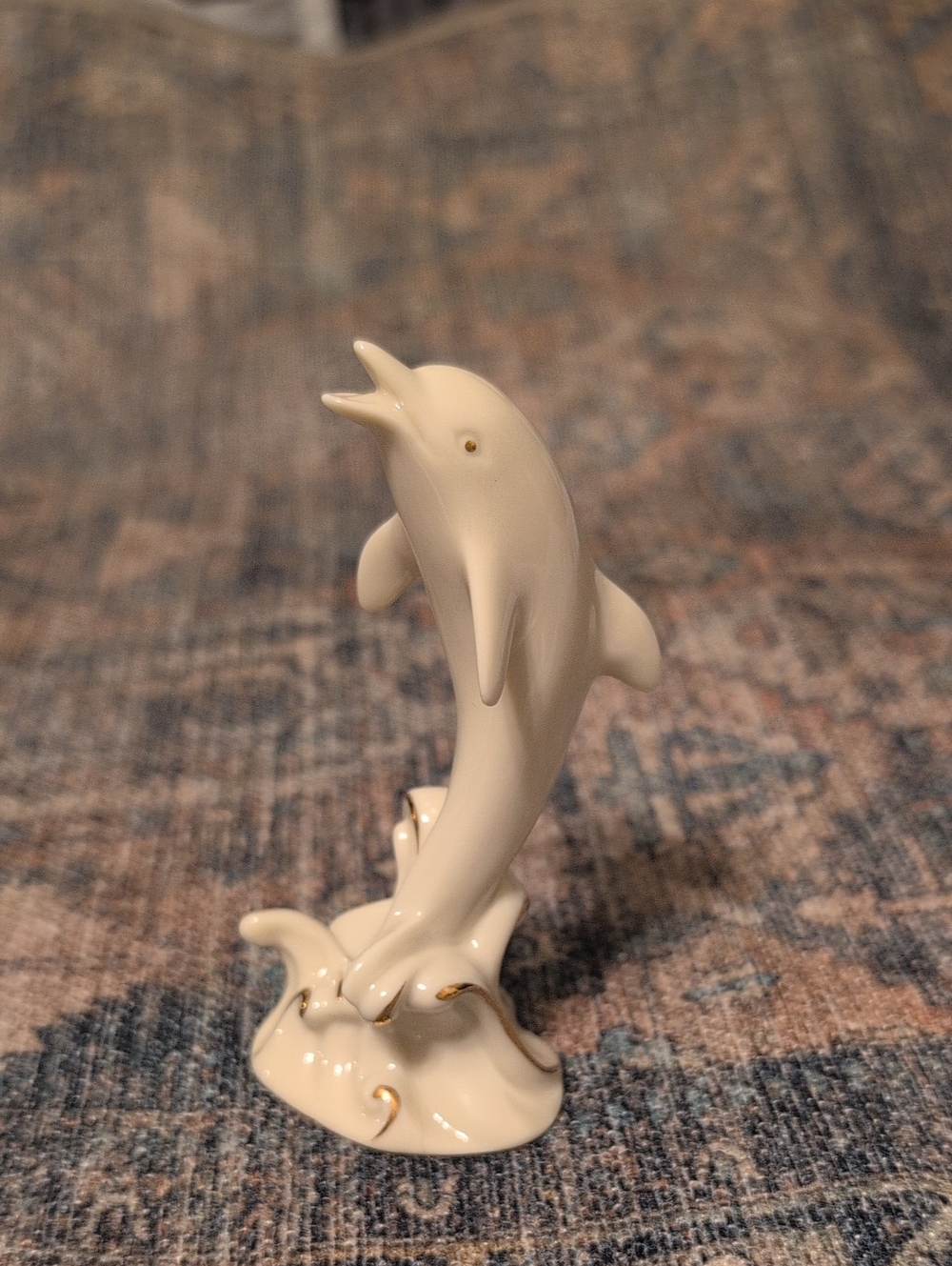 Elegant Lenox Porcelain Dolphin Figurine with Gold Accents